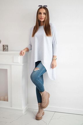 Bluzka oversize jasno szara - zdjęcie 2
