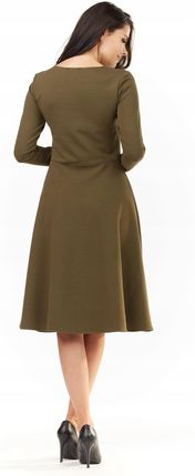 Codzienna Sukienka Khaki | UNIWERSALNY STYL Stylowy Sukienka Khaki r.L Tren - zdjęcie 2