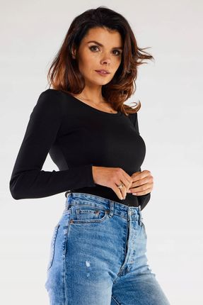 Casualowa Bluzka Czarny | TREND Wygodna Bluzka Czarny Na Codzień r.S - zdjęcie 3