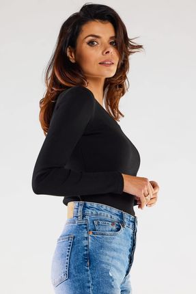 Casualowa Bluzka Czarny | TREND Wygodna Bluzka Czarny Na Codzień r.XL - zdjęcie 2