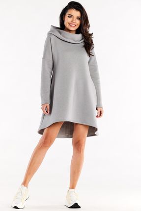 Casualowa Sukienka Szary | UNIWERSALNY STYL Letnia Sukienka Szary r.S/M Wyg - zdjęcie 4