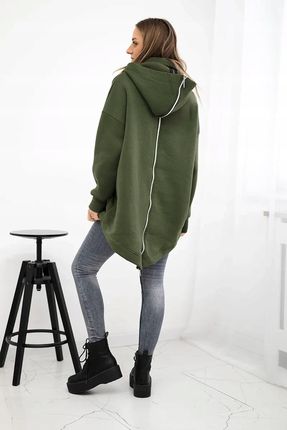 Bluza ocieplana z suwakiem z tyłu khaki - zdjęcie 3