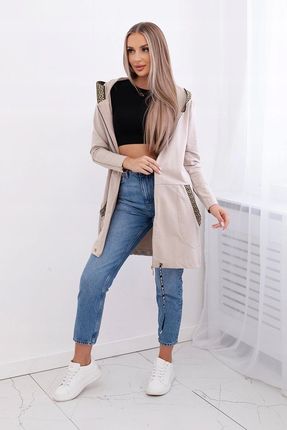 Bluza z ozdobną taśmą beżowa - zdjęcie 3