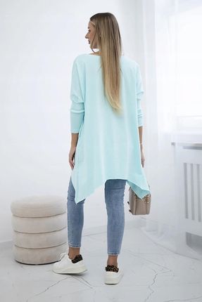 Bluzka oversize z nadrukiem tęczowych ust miętowa - zdjęcie 3