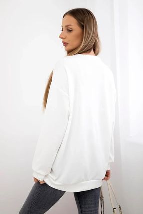 Bluza z haftowany napisem ecru - zdjęcie 2