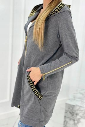 Bluza z ozdobną taśmą grafitowa - zdjęcie 3