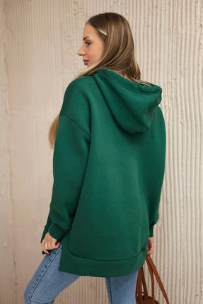 Bluza ocieplana z suwakiem na boku ciemno zielona - zdjęcie 2