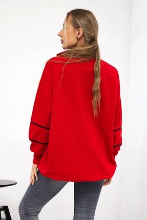 Bluza z suwakiem i kieszeniami czerwona - zdjęcie 3