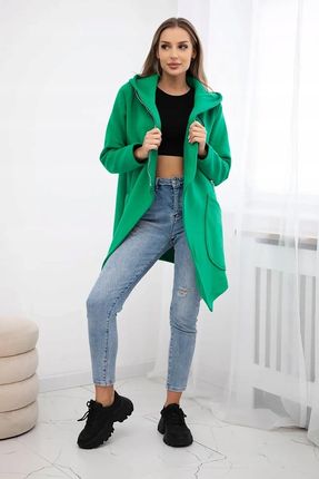 Bluza ocieplana z asymetrycznym suwakiem jasno zielona - zdjęcie 4
