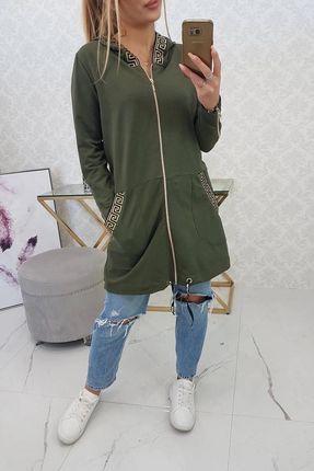 Bluza z ozdobną taśmą khaki - zdjęcie 3