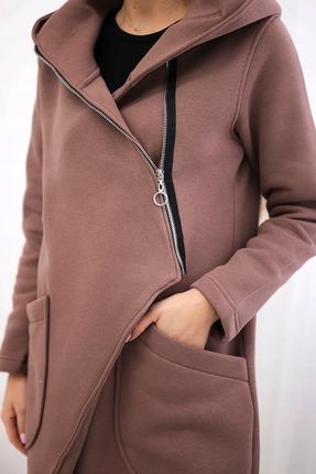 Bluza ocieplana z asymetrycznym suwakiem mocca - zdjęcie 3