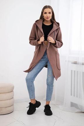 Bluza ocieplana z asymetrycznym suwakiem mocca - zdjęcie 2