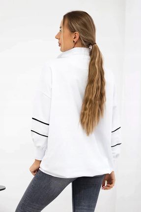 Bluza z suwakiem i kieszeniami biała - zdjęcie 2