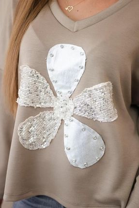 Bluza masełko z ozdobnym kwiatem fango - zdjęcie 2