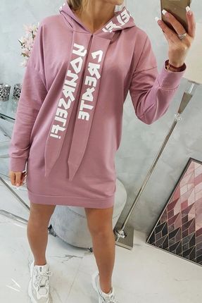 Sukienka z kapturem Oversize ciemno różowa - zdjęcie 2