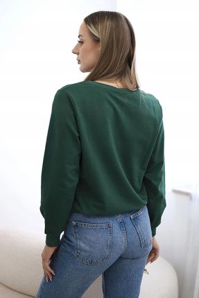 Bluza z nadrukiem ciemno zielona - zdjęcie 4