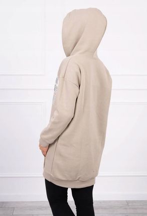 Bluza z kapturem z naszywkami beżowa - zdjęcie 3