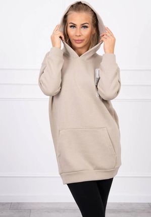 Bluza z kapturem z naszywkami beżowa - zdjęcie 2