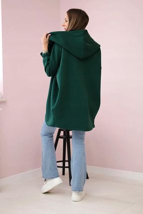 Bluza z krótkim suwakiem ciemno zielona - zdjęcie 2