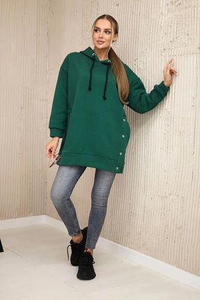 Bluza ocieplana z napami ciemno zielona - zdjęcie 2