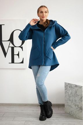 Bluza ocieplana z dłuższym tyłem i kieszeniami jeans - zdjęcie 3