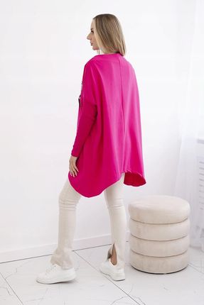 Bluza oversize z asymetrycznymi bokami fuksja - zdjęcie 2