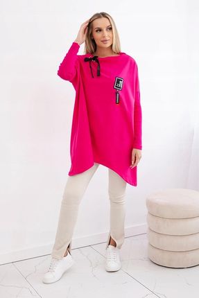 Bluza oversize z asymetrycznymi bokami fuksja - zdjęcie 3