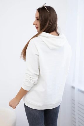 Bluza bawełniana z kapturem ecru - zdjęcie 4