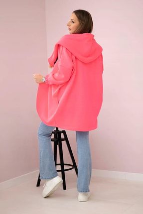 Bluza z krótkim suwakiem różowy neon - zdjęcie 2