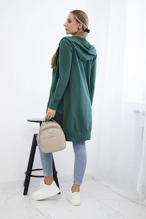 Bluza sukienkowa z kapturem ciemno zielona - zdjęcie 2