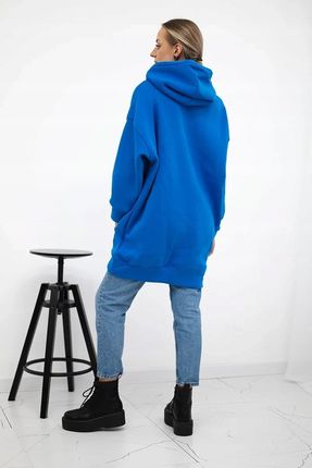 Bluza ocieplana z haftowanym napisem oversize chabrowa - zdjęcie 2