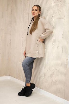 Bluza ocieplana z napami beżowa - zdjęcie 2