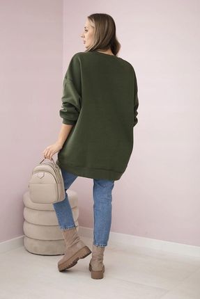 Bluza ocieplana z napisem Ciao Bella khaki - zdjęcie 3