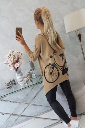 Bluza z nadrukiem roweru camelowa - zdjęcie 2