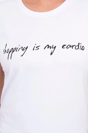 Bluzka Shopping is my cardio biały - zdjęcie 2