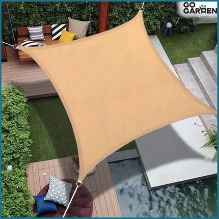 Gogarden Żagiel Daszek Zacieniacz Beżowy Tarasowy Przeciwsłoneczny Uv Mocowania 4X5M 1828228127 - zdjęcie 5