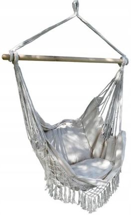 Chomik Hamak Huśtawka Krzesło Brazylijskie Wiszące Boho 130X100X100Cm Beż Szary 1828194816 - zdjęcie 2