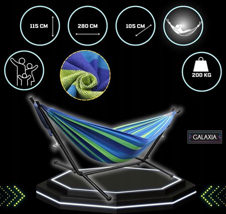 Galaxia Hamak Ze Stelażem Stelaż Do Hamaka Stojak Na Ogrodowy Dwuosobowy Xxl 1826940529 - zdjęcie 5
