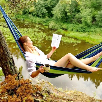 Zolta Wytrzymały Hamak Dwusosobowy Duży Xxl Boho Huśtawka 2W1 Bawełniany 290cm 1828247524 - zdjęcie 3