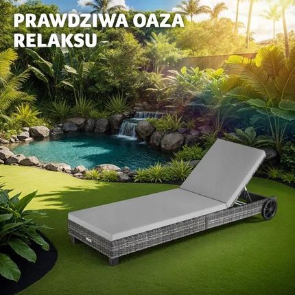 Tectake Leżak Ogrodowy Rattanowy Leżanka Z Poduszka 1828222450 - zdjęcie 3