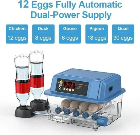 Inkubator Do Jaj, Pojemność Na Jaja, W Pełni Automatyczna Kontrola Temperatury, 12 Wtyczka Eu - zdjęcie 2