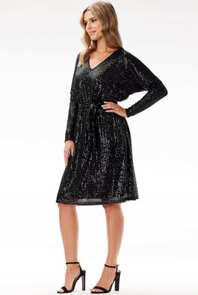 Modna Sukienka Czarny | HIT SEZONU Stylowy Sukienka Czarny r.L/XL Trend - zdjęcie 3