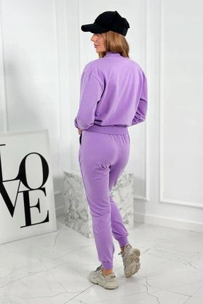 Komplet 3 w 1 bluza na napy + top + spodnie fioletowy - zdjęcie 2