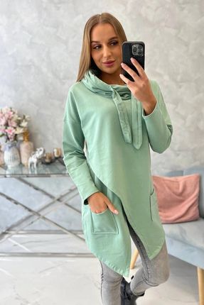 Tunika z kopertowym przodem Oversize ciemno miętowa - zdjęcie 2