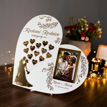 La Home By Chris Podziękowania Dla Rodziców Mamy Taty Wesele Ślub Złote Lustro Serce 36 cm - zdjęcie 6