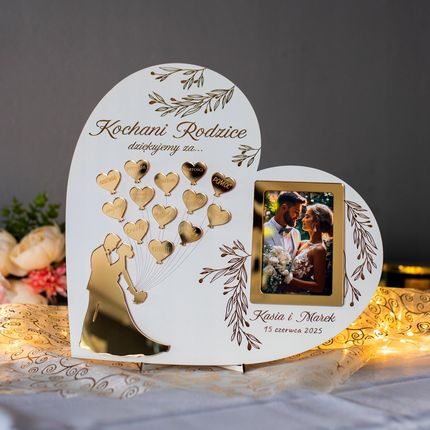 La Home By Chris Podziękowania Dla Rodziców Mamy Taty Wesele Ślub Złote Lustro Serce 36 cm - zdjęcie 4
