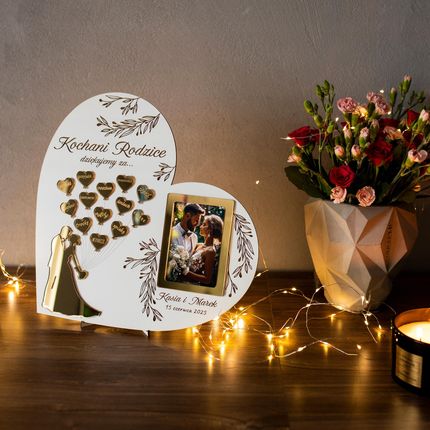 La Home By Chris Podziękowania Dla Rodziców Mamy Taty Wesele Ślub Złote Lustro Serce 36 cm - zdjęcie 2