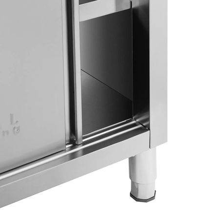 Stół roboczy gastronomiczny z szafką przelotową ze stali nierdzewnej - ECO - 100 x 60 cm - 500 kg - Royal Catering - zdjęcie 2