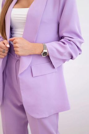 Komplet elegancki marynarki ze spodniami jasny fioletowy - zdjęcie 4