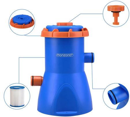 Monzana Basenowa Pompa Filtrująca Mzp30 Niebieska/Pomarańczowa 2280L/H Z 11 Filtrami - zdjęcie 3